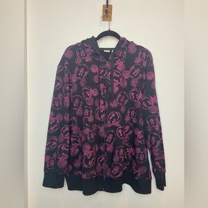 Disney Black and Pink full zip hoodie with Drawstring